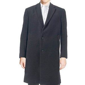 RALPH LAUREN CHAPS Black Full Long Parma Wool Overcoat - Good Condition!